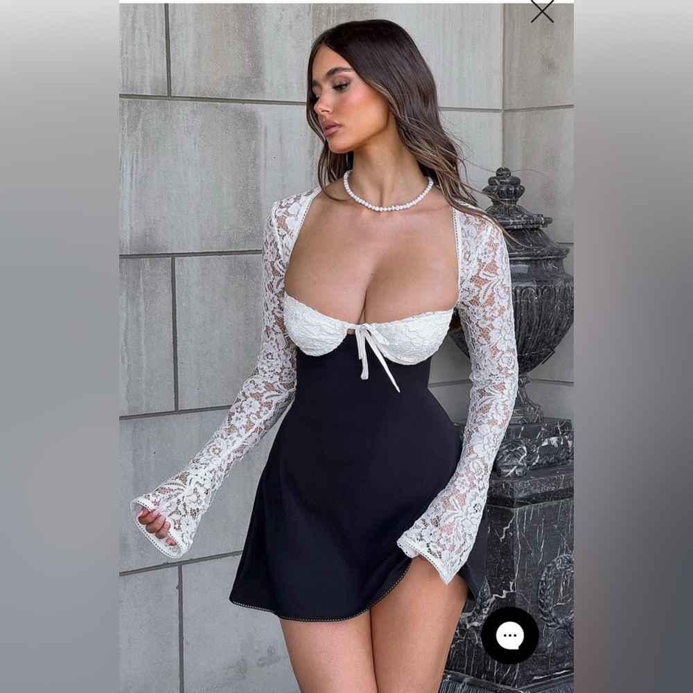 ❌SOLD❌Babyboo Jacinta Mini Dress - Black and white lace
